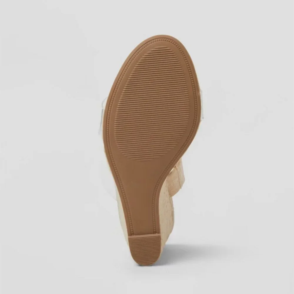 Ansel Double Band Open Toe Wedge Heels Memory Foam Insole - A New Day Tan 8 - Picture 4 of 4